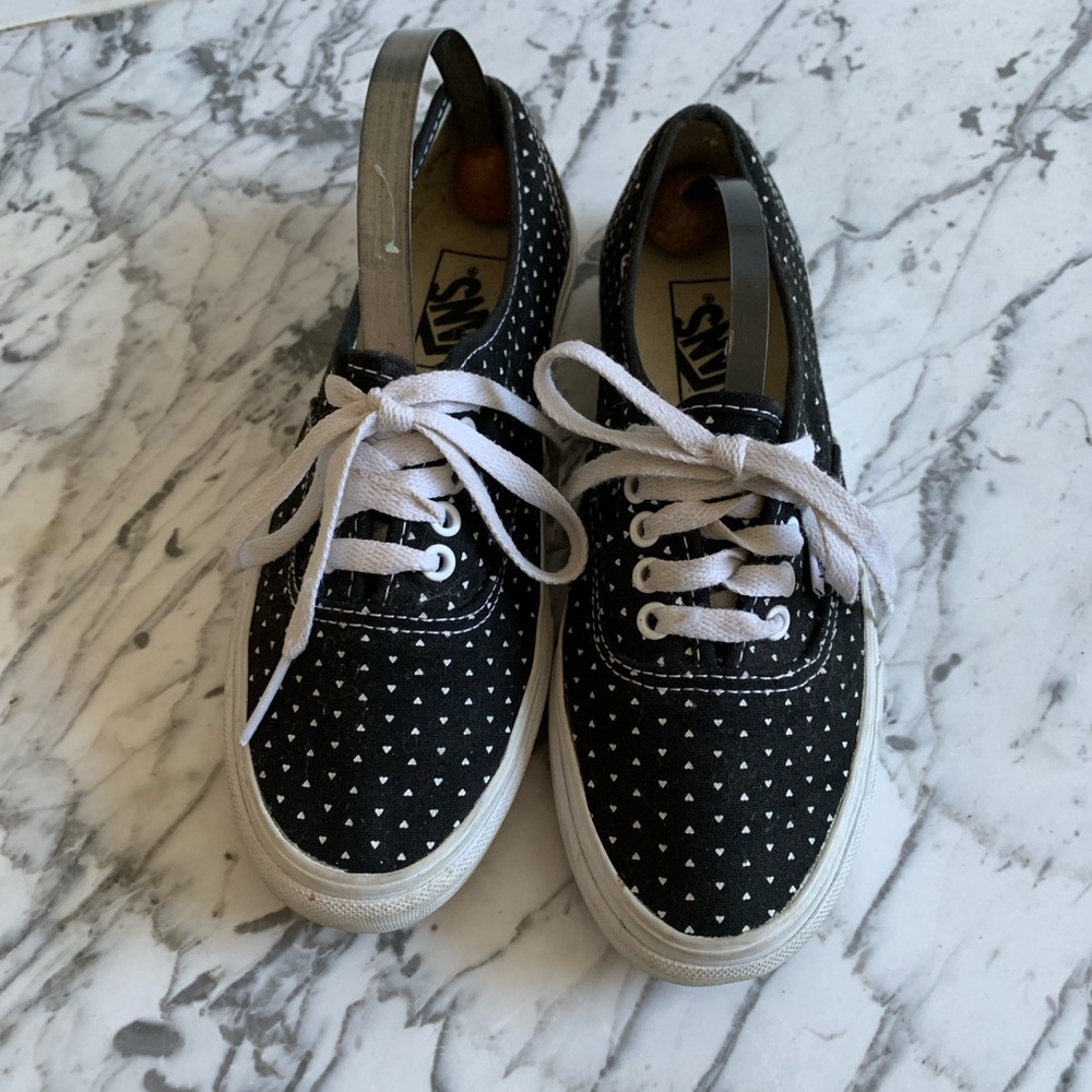 Vans Black with White Hearts Sneakers 6